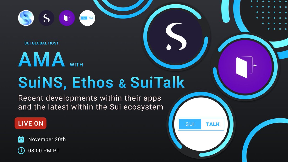 Monad Pump (@monadpump) on Twitter photo 🔔Set a reminder for upcoming Space!
SuiGlobal and SuiTalks hosts <a href="/SuiNSdapp/">Sui Name Service (SuiNS)</a> and <a href="/EthosWalletXYZ/">Ethos ✨ Wallet</a> as we discuss recent developments within their apps and the latest within the Sui ecosystem.
⏰ 20 November 8pm PT 👇
x.com/i/spaces/1zqKV… 🔔Set a reminder for upcoming Space!
SuiGlobal and SuiTalks hosts <a href="/SuiNSdapp/">Sui Name Service (SuiNS)</a> and <a href="/EthosWalletXYZ/">Ethos ✨ Wallet</a> as we discuss recent developments within their apps and the latest within the Sui ecosystem.
⏰ 20 November 8pm PT 👇
x.com/i/spaces/1zqKV…