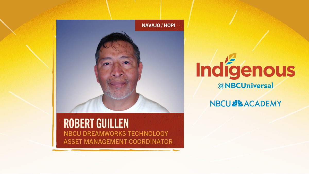 Today’s @IndigenousNBCU Media Spotlight: Robert Guillen, NBCU @Dreamworks Technology Asset Management Coordinator! 'Follow your dreams and never stop striving to reach higher. Indigenous people can also break the glass ceiling. I quote @CASottile: 'Let's Indigenize!''