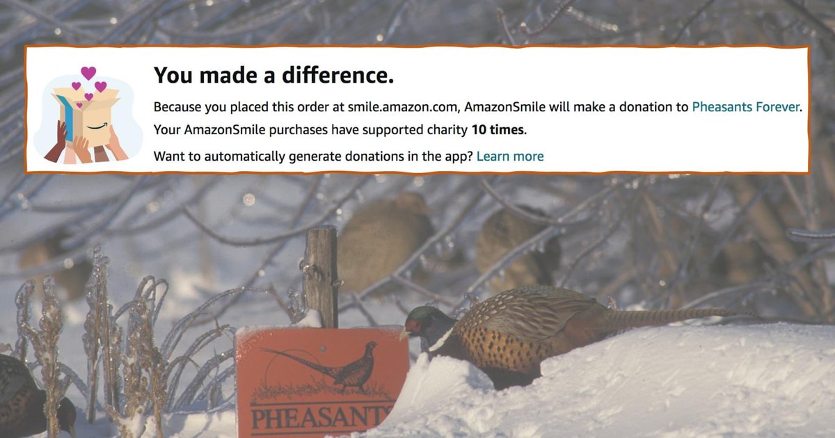 Want to check items off your Christmas list AND benefit upland habitat conservation while you're at it?

&gt;Make any Amazon purchases through AmazonSmile to benefit PF!
&gt;Gift a membership that gives all year long
&gt;Shop the PF store: pheasantsforever.org/Store.aspx!