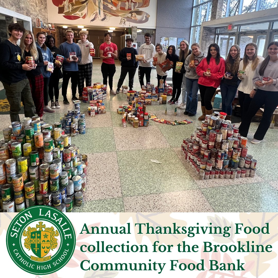 SetonLaSalle's tweet photo. Today we had our annual Thanksgiving collection for the Brookline Community food Bank! #BeCharitable #BeARebel https://t.co/AKvF6CpmPm