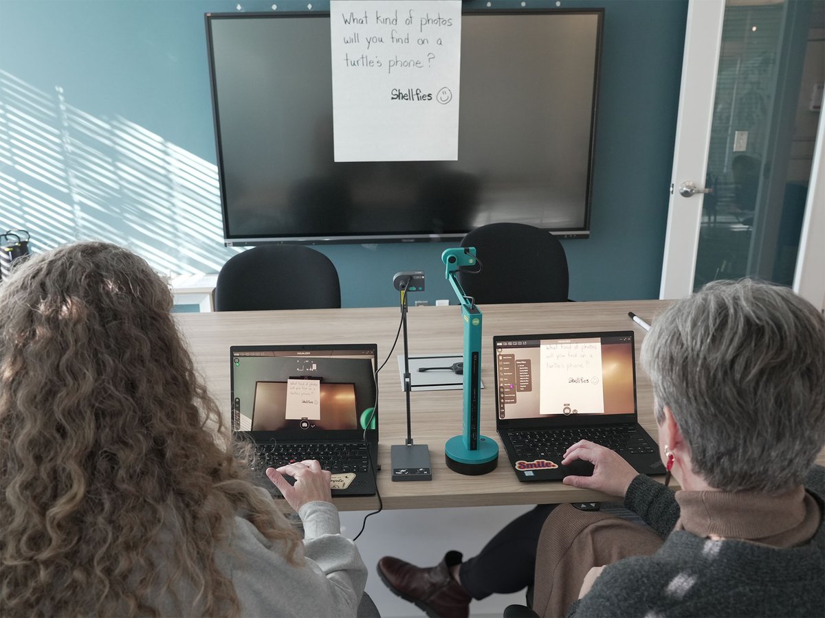 set_bc's tweet photo. As part of our vision focus group, educators Kim &amp;Naomi have been testing &amp; comparing new &amp; old models of #DocumentCameras from @ipevo, always with our #VisionImpaired students &amp; their school teams in mind. 
#VisionTechnology #VideoMagnifier #AssistiveTechnology #Edtech https://t.co/ZRRB2562dG