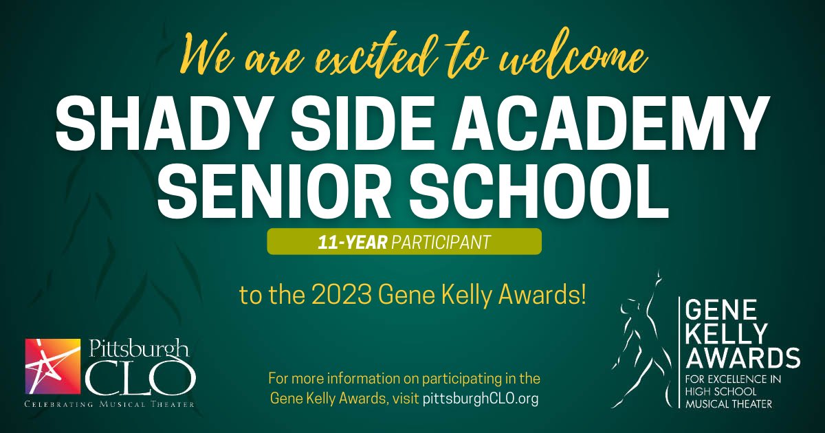 Gene Kelly Awards (@gkawards) on Twitter photo We are excited to welcome <a href="/shady_side/">Shady Side Academy</a> to the 2023 Gene Kelly Awards!
#gkawards #GeneKellyAwards #PittsburghCLO #PghCLO We are excited to welcome <a href="/shady_side/">Shady Side Academy</a> to the 2023 Gene Kelly Awards!
#gkawards #GeneKellyAwards #PittsburghCLO #PghCLO