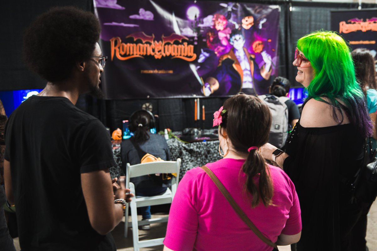 TheDeepEndGames's tweet photo. Our devs at #PlayNYC, hosted by @Playcrafting, were proud to offer our own unique opportunity to players: a live demo of @Romancelvania! 

Thanks to everyone who is supporting us through this adventure, wishlisting the game, and spreading the word! We couldn't do it without you! https://t.co/fGzu08iyUu