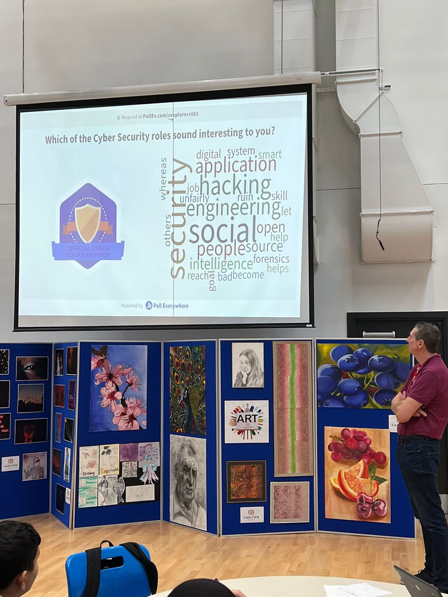 CarltonBolling's tweet image. Our year 7 students learnt about the importance of cyber security today &amp;amp; the booming job market thanks to Paul from #cyberexplorers of @ncsc. #ambition