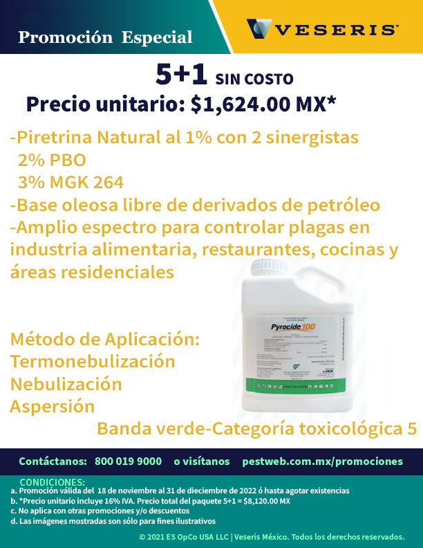 veserismx's tweet image. 📢📢 Promoción 5 + 1 en Pyrocide 100 #ControldePlagas #Veseris #pyrocide 📢📢