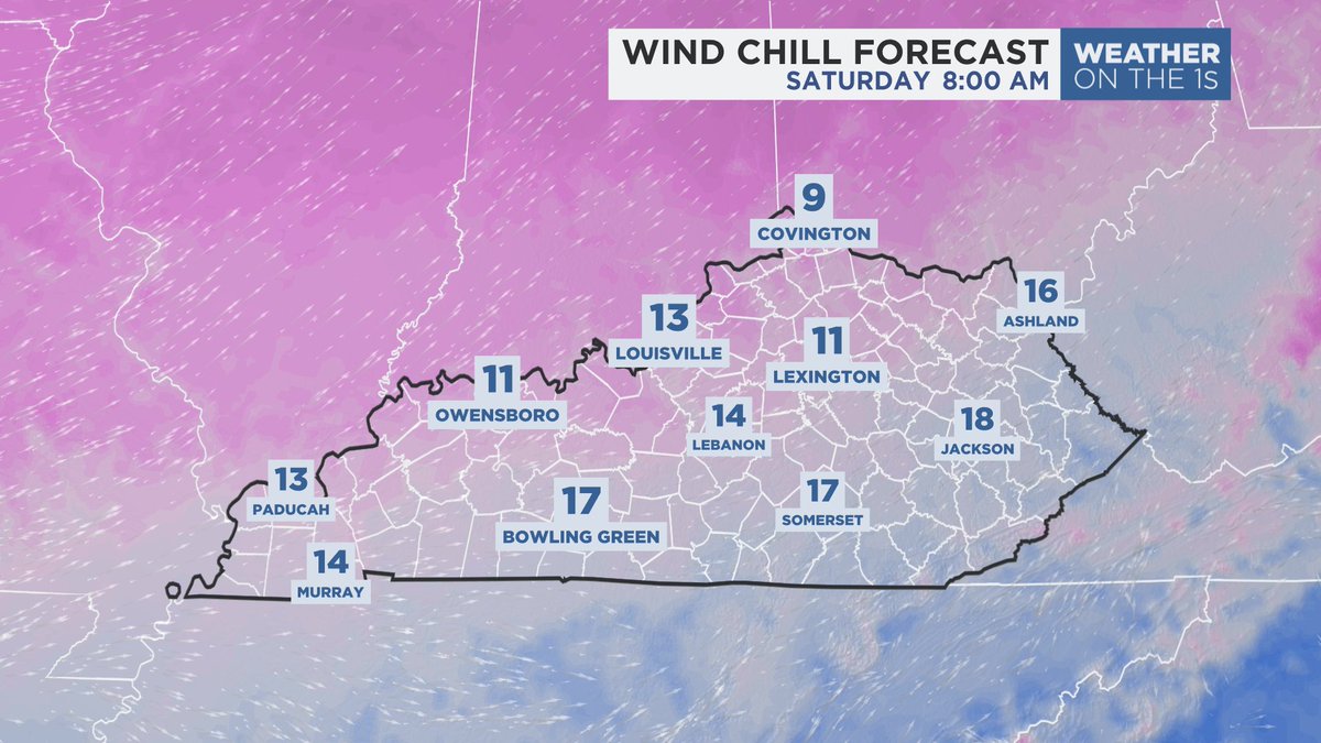 SpectrumNews1KY's tweet photo. Have plans early on Saturday?  Before you step out that door, dress accordingly for these frigid wind chills!   #ky #Kentucky https://t.co/AWgeQ0GeRX