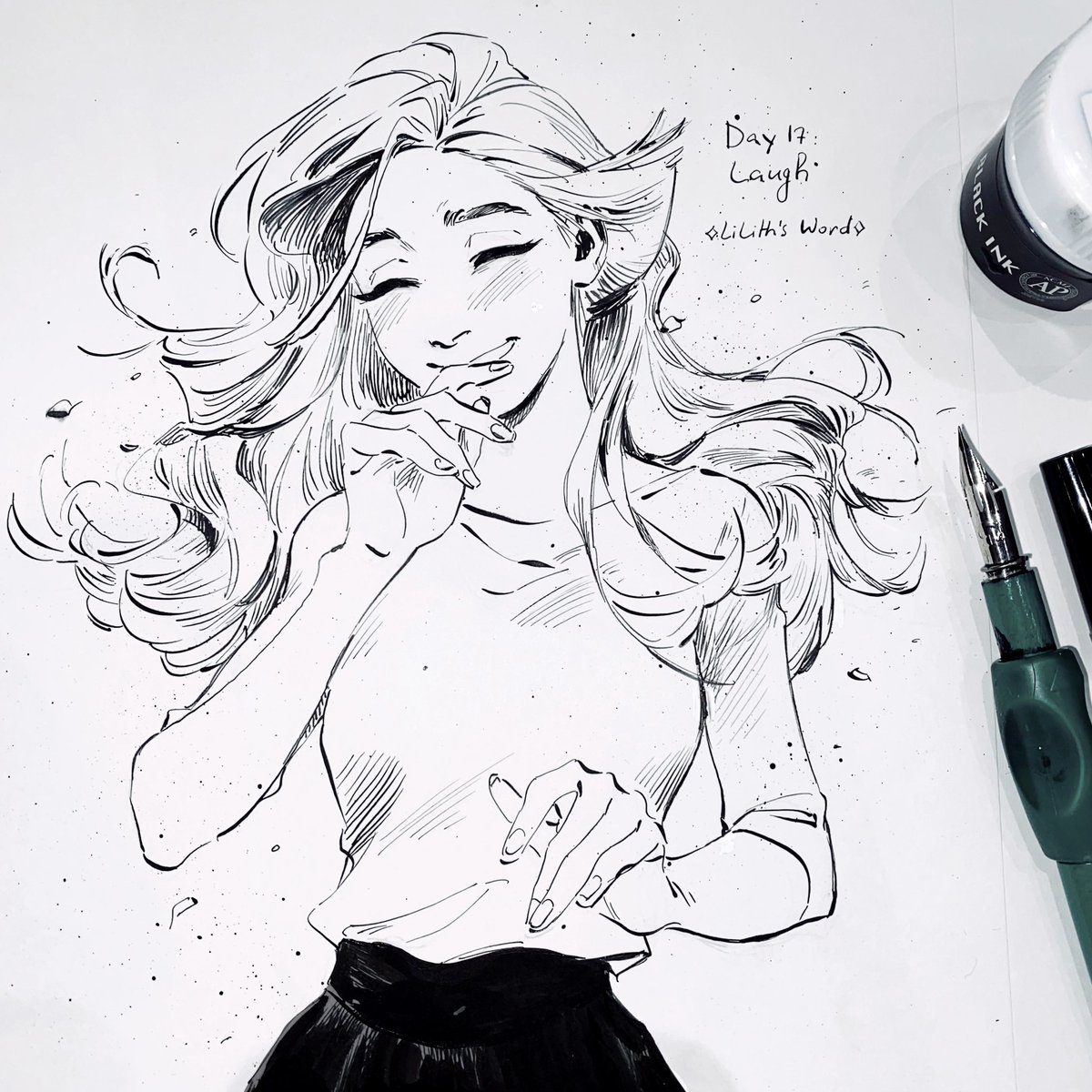 ✦ Day 17 of OCtober (/OCember): laugh✦
Lilith being very sweet for once 🥹
This one came out very romance manga-looking, because I just binged two stories by Aki Irie haha! The art is just SOOO GOOD 😤 Go With The Clouds looks amazing and fun! 