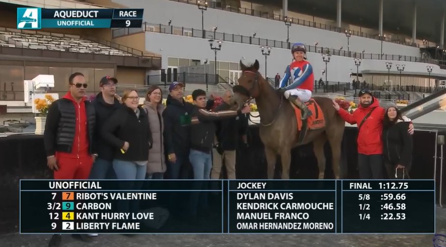 Congrats to locally-connected owners <a href="/BlueStreakLLC/">Blue Streak Racing, LLC</a> on their victory in R9 Fri <a href="/TheNYRA/">NYRA (🌳)</a> AQU with Ribot's Valentine.