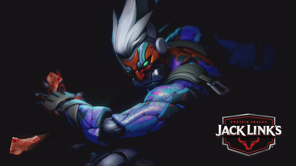 Genji's shurikens don't let him snack and attack so we gave him some jerky instead.