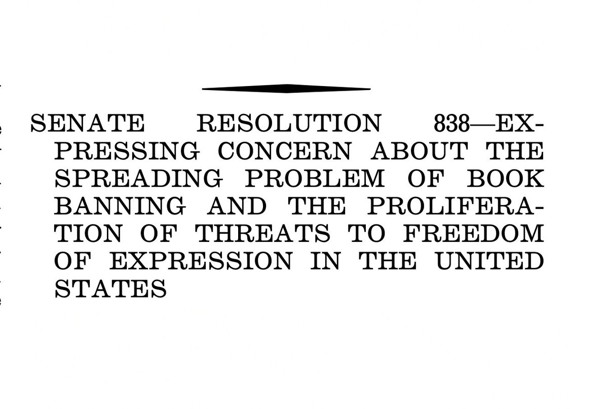 LibraryPolicy's tweet image. NEW: @SenBrianSchatz & 12 Senate colleagues filed a Congressional Resolution on the staggering increases in book bans & challenges across the country.
Thank you Sen. Schatz for taking a stand against book bans & censorship and standing with readers!
congress.gov/congressional-…