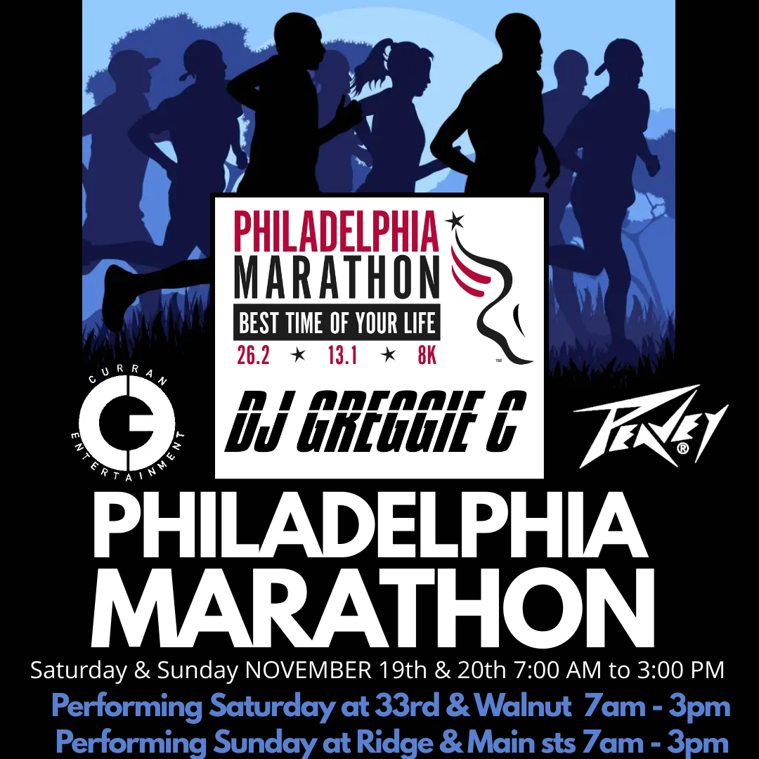 DJGreggieC's tweet image. We will be DJing the Philadelphia 1/2 Marathon Saturday at 33rd &amp;amp; Walnut St. and Sunday for the Full marathon at Ridge &amp;amp; Main St. in Manayunk. Both Days start at 7am and go to about 3pm. Stop by and say hello if you are at the race. #djgreggiec #curranentertainment #phillydj #dj