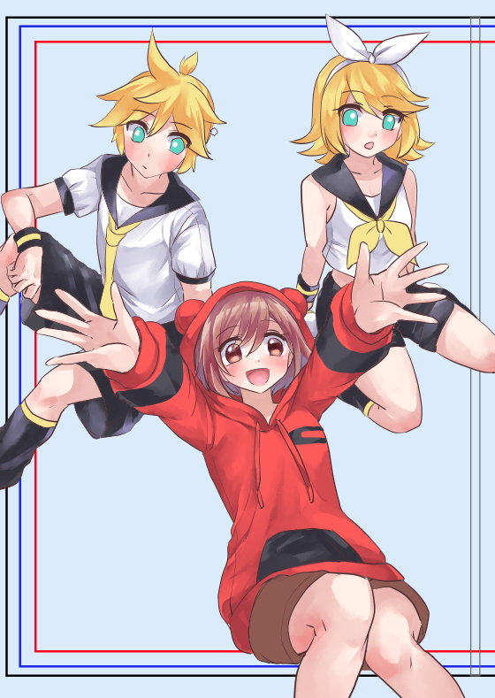 鏡音レン ,鏡音リン 「主にめいこで足掻いたビフォーアフター 」|水素のイラスト