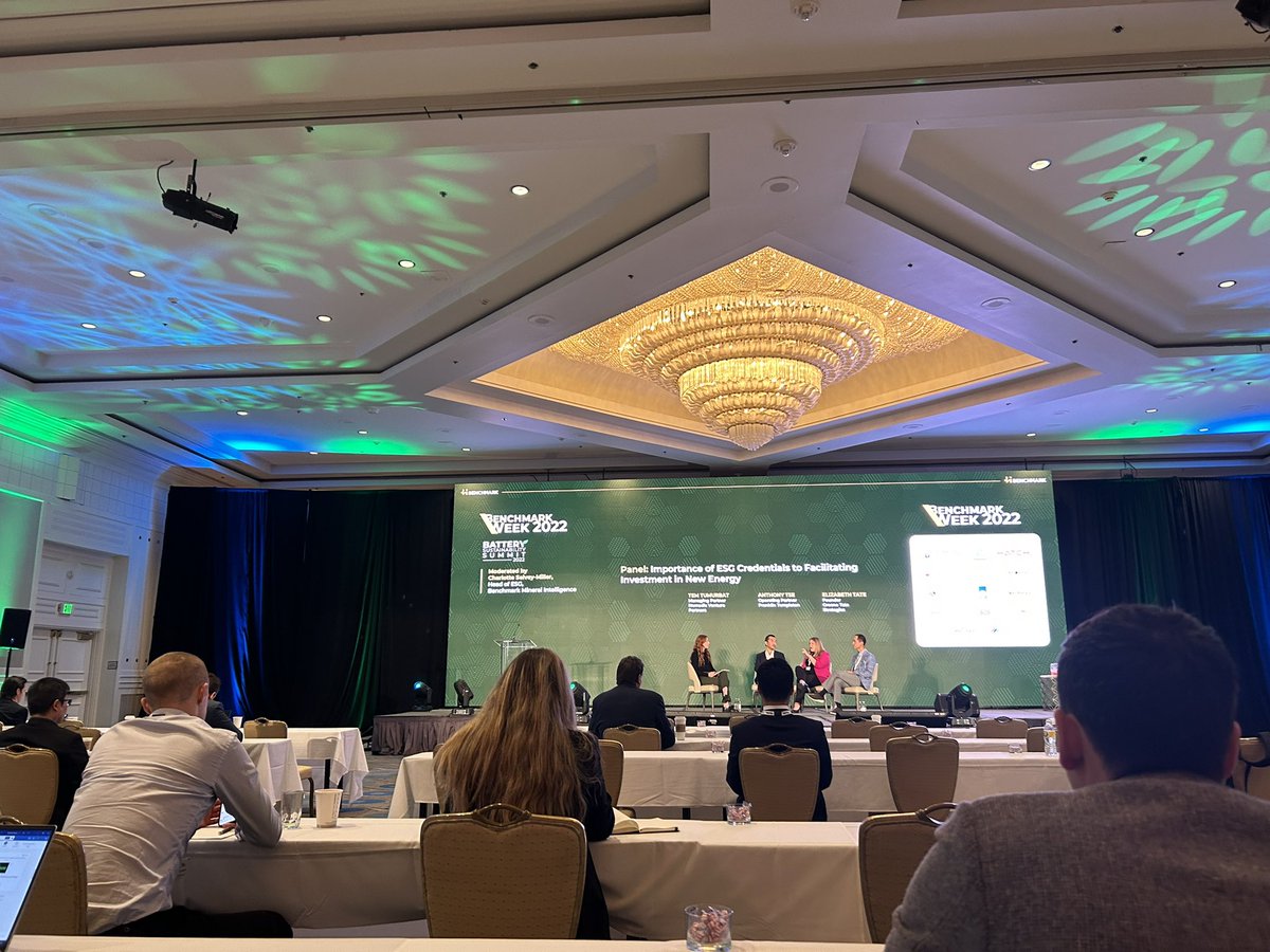 RhoMoIola's tweet photo. Day 5 of #BenchmarkWeek2022 with a focus on ESG and sustainability, @ColbournSarah leads the discussion through improving measurability of the Social and Governance in sustainability reporting and the importance of ESG credentials to facilitate investment in new energy #battery https://t.co/2OkYW7xZs9