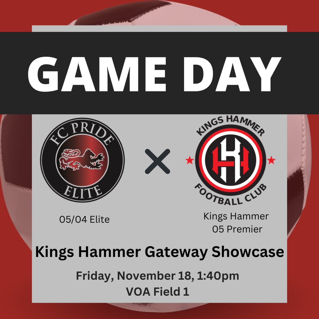 FCPride05B_ECNL's tweet photo. Game 1
🆚 @kingshammerfc
📍VOA Field 1
🕐 1:40pm
🥶🌬
#GatewayShowcase
#PrideNation
⚽🔴⚫⚽ https://t.co/V8inSRtATI