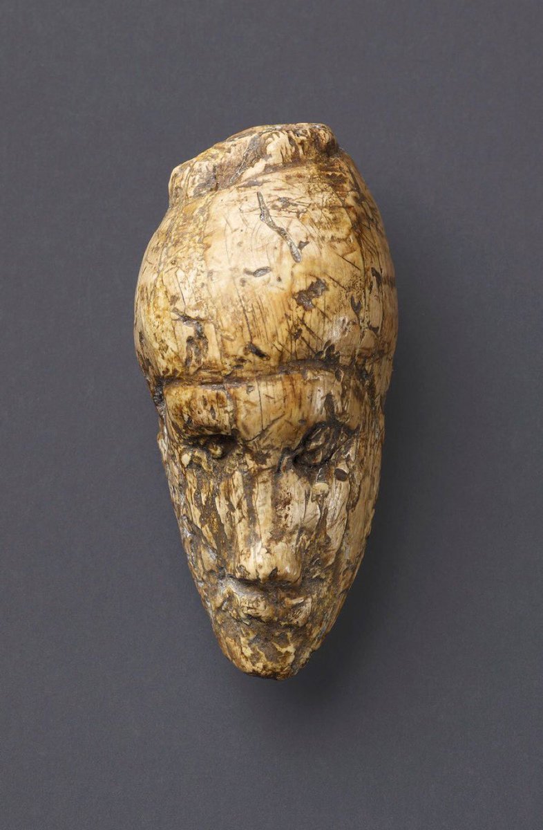 The oldest known image of a human face ‒ this woolly mammoth ivory portrait head was sculpted over 25,000 years ago at Dolní Věstonice.

Image: Brno Museum, Czech Republic