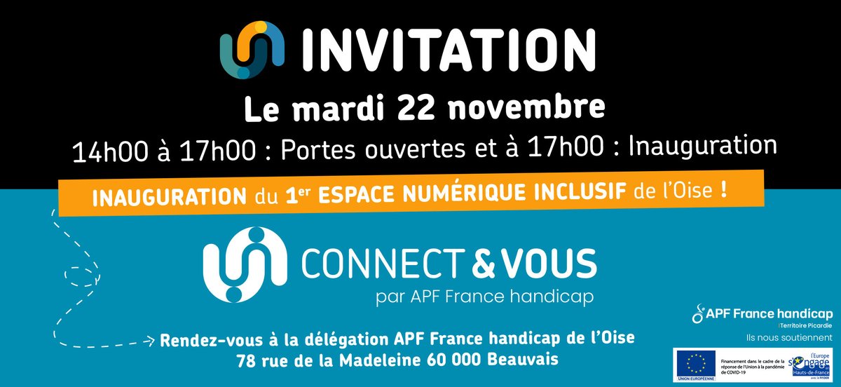 📢 Le SIILAB vous partage : 
Inauguration de l’espace numérique Connect &amp; Vous de Beauvais mardi 22 Novembre dès 14h.
Formulaire d’inscription : forms.gle/ZZAogmLdFTCsnV…