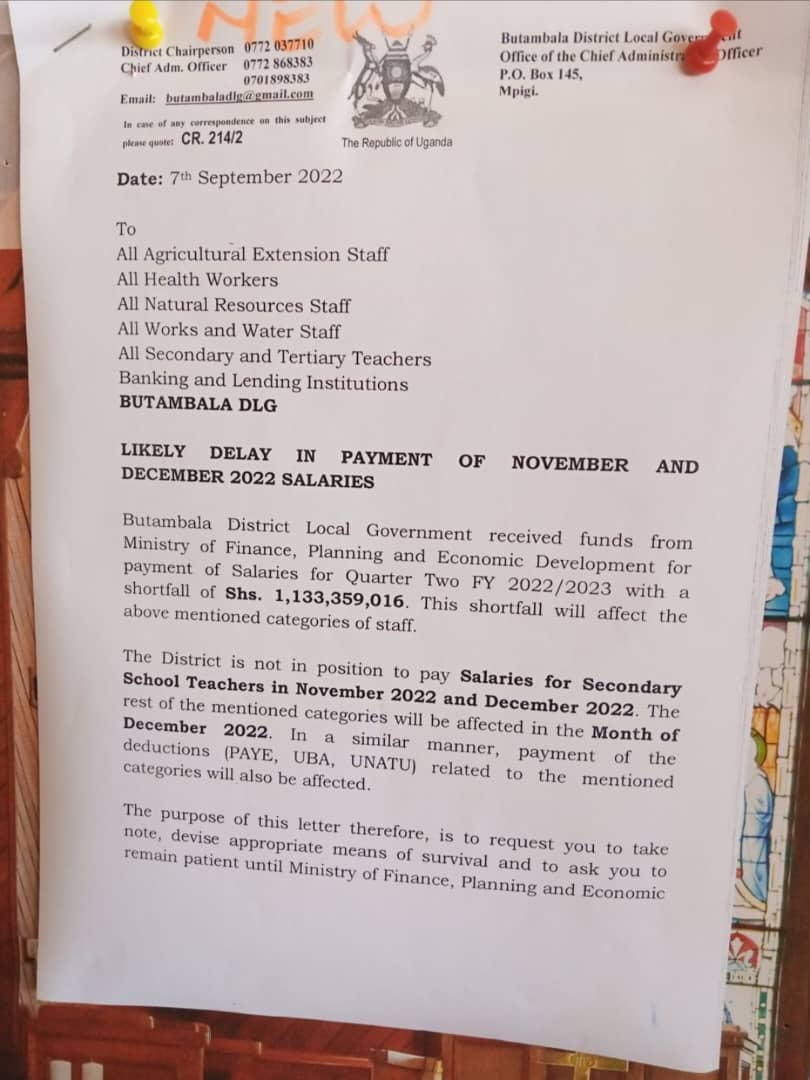 Another way of promoting corruption and poor service delivery is when gavt instructs civil servants to devise appropriate means of survival after labour provision.
<a href="/mopsuganda/">Ministry of Public Service - Uganda</a>,<a href="/mofpedU/">Ministry of Finance</a>,<a href="/upstu_2019/">Uganda Professional Science Teachers' Union</a>
