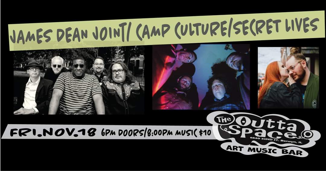 Tonight is the night Illinois! You must get to The Outtaspace! Playing a beautiful gig with The James Dean Joint &amp; The Secret Lives  and you don't want to miss it.
DIY Booking By <a href="/Creations40fi/">40FI Creations</a>