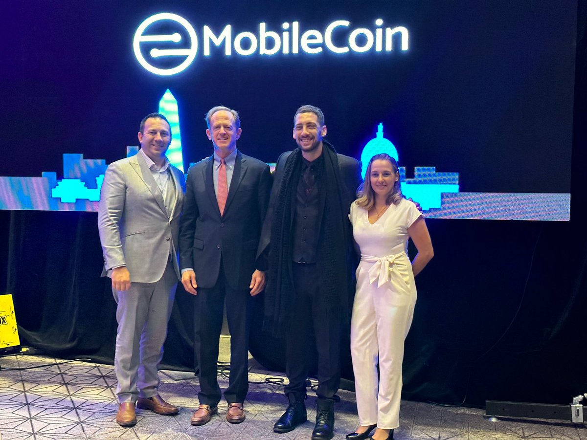 mobilecoin's tweet photo. It was a pleasure speaking with @PatToomey at the #BAPolicySummit. Glad we were able to demo both the @moby_app and payments in @signalapp. Our team is committed to building products that offer real-world utility to solve real-world problems. #Payments #SelfCustody https://t.co/WNmggGeK63
