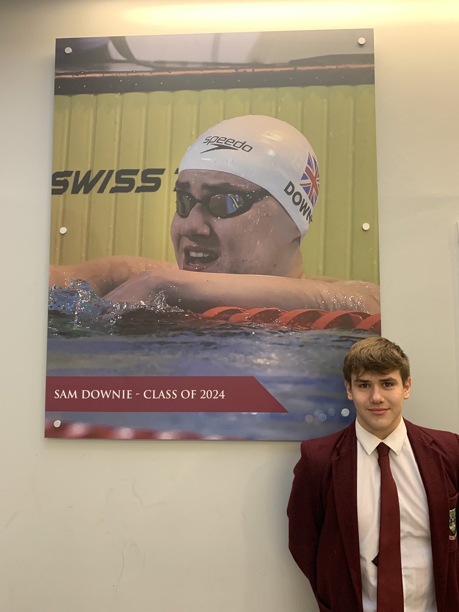 The latest inductee to the ⁦@GWC_News⁩ ‘Walls of Fame’ is current pupil Sam D (S5). Sam made his Commonwealth Games debut at Birmingham 2022. #rolemodel #legend #inspirational 👊👏