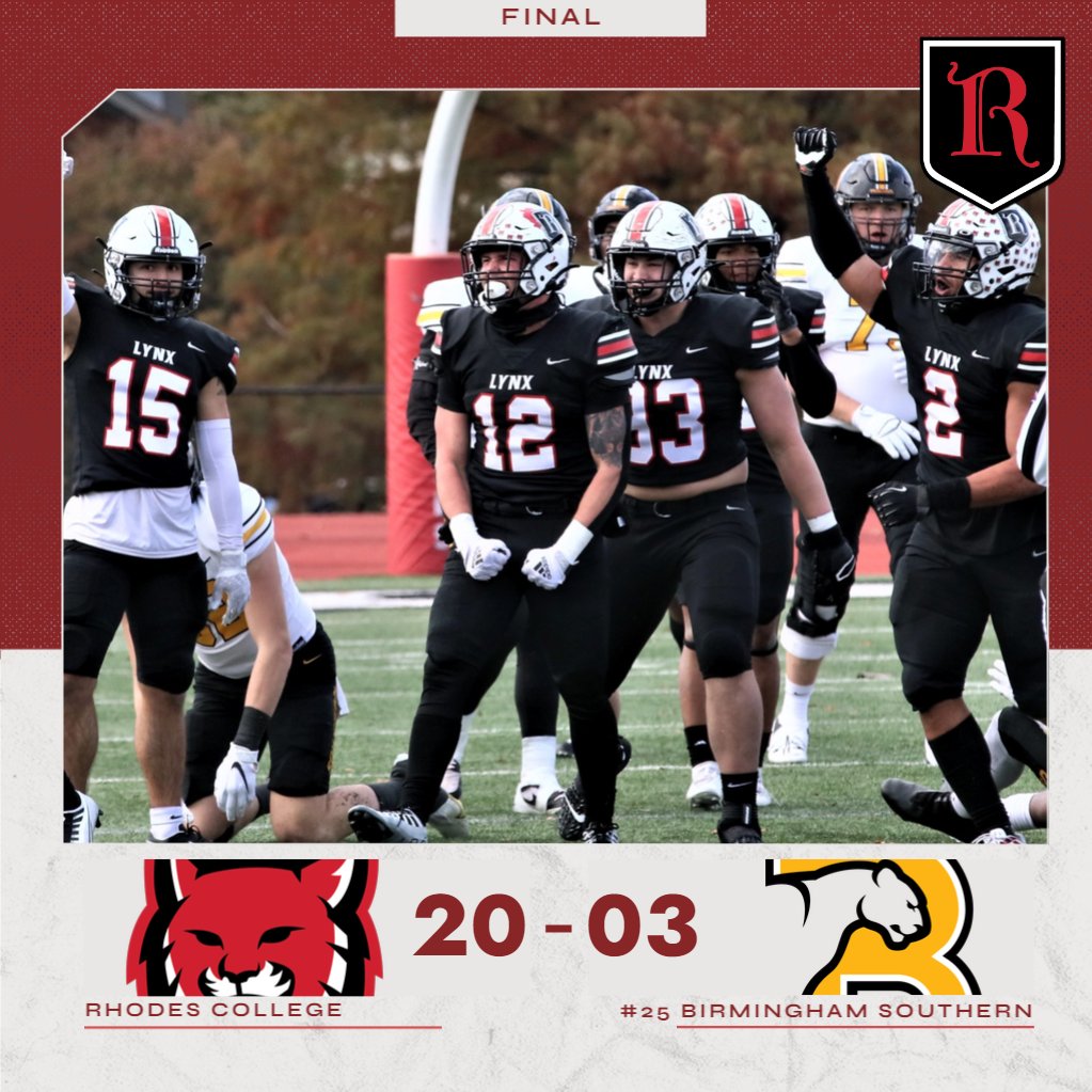 <a href="/RhodesFootball/">Rhodes Football</a> still flying high after Saturday's performance. Arguably the biggest upset in DIII this year! Incredibly thankful for our 20 Seniors - That's the way to go out in style! #RollLynx #PLP