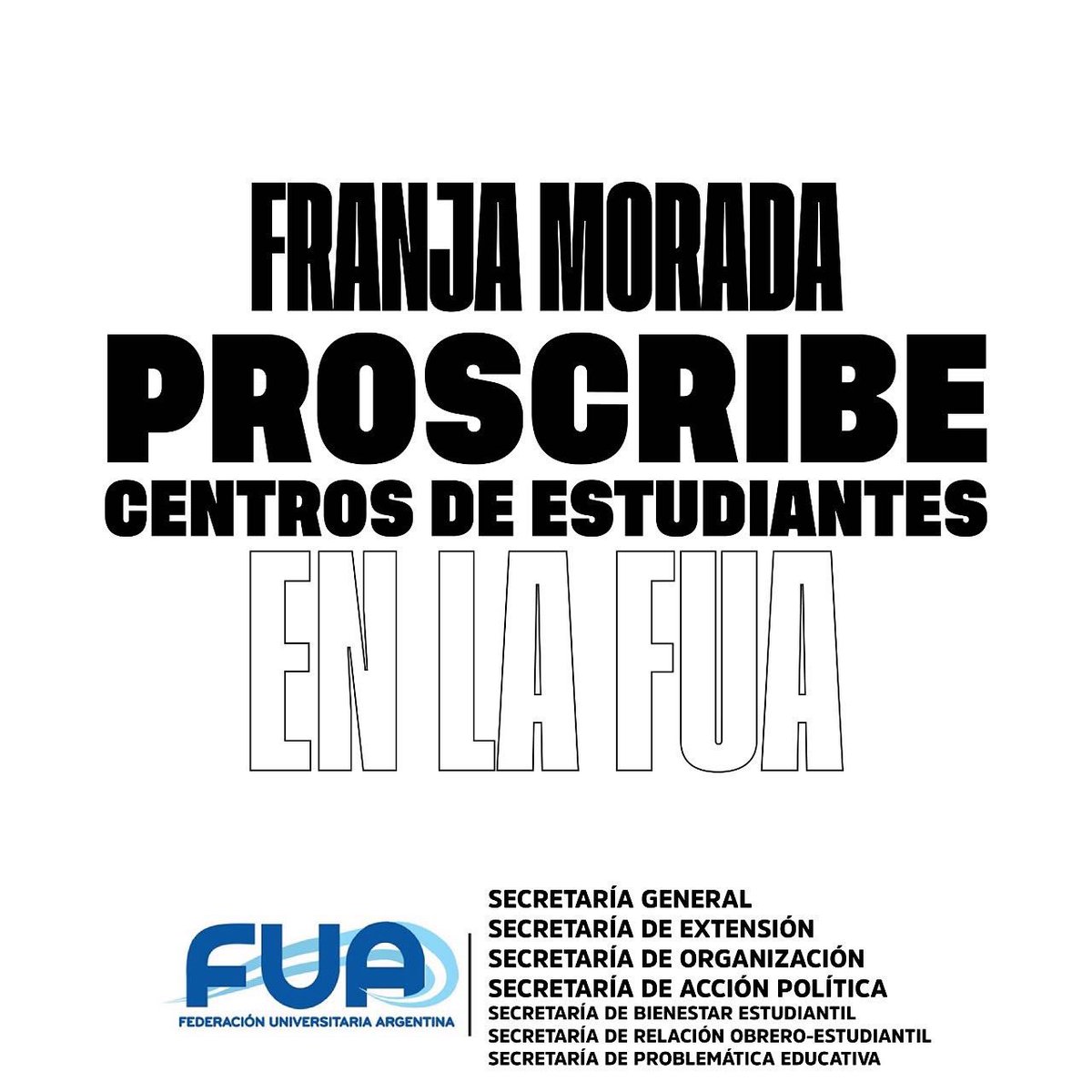 JUPNacionalOK's tweet photo. La Franja Morada perdió la FUA y como buenos radicales patalean en el piso sobre la pelota pinchada. 

Nosotros seguimos construyendo peronismo universitario 🇦🇷✌️ #JUP #LaMásFederal #FUA https://t.co/jaSMZcc4OT