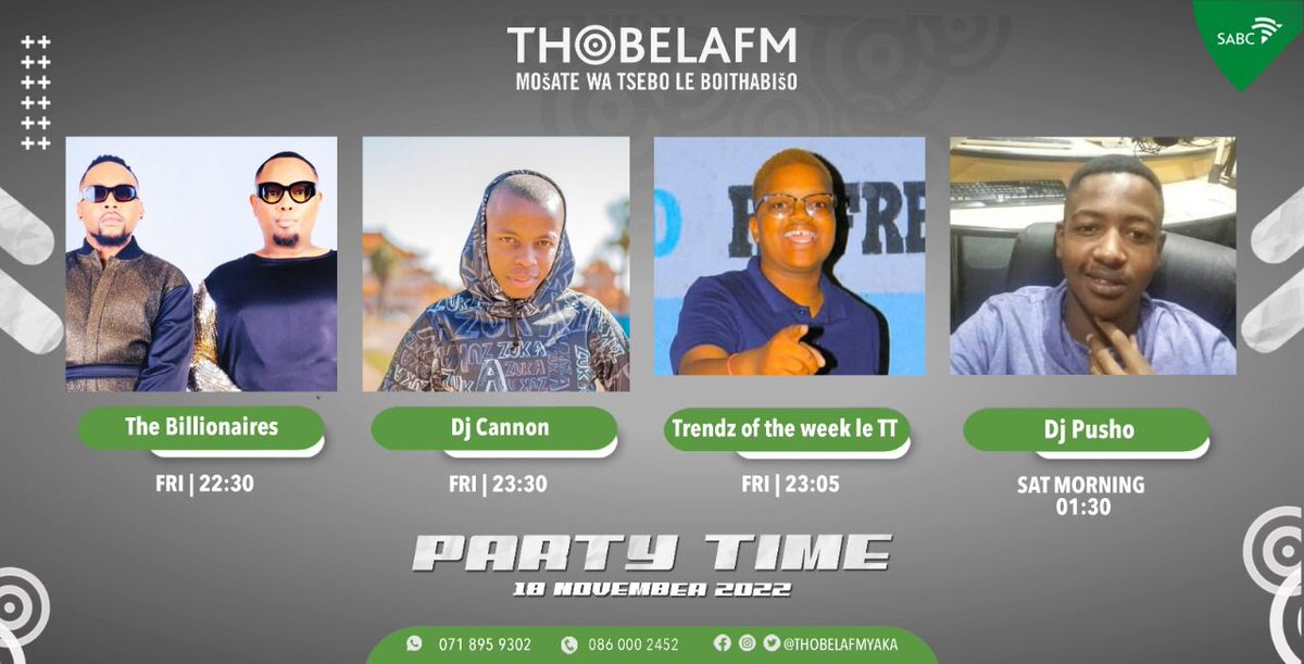 CharlieComms_'s tweet photo. The @billionaires_za #Mix will air tonight on @ThobelaFMYaka at 22H00! One of their best mixes yet tune in and don't miss out. #FridayMix #Yokba #OutNow #PartyTime https://t.co/xfHKK6mm0E