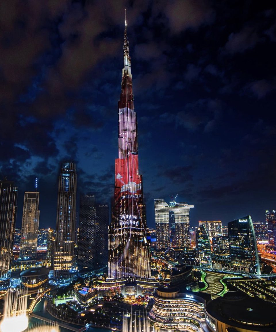 Wayne Rooney on the Burj Khalifa. 
The biggest player in England history bar none. 🐐