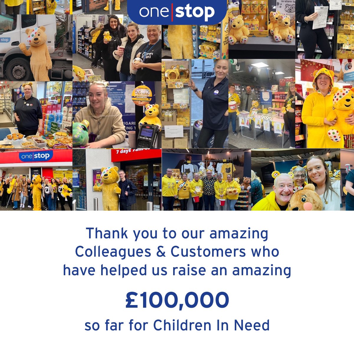 💛 £100,000 so far raised for <a href="/BBCCiN/">BBC Children in Need</a> 💛 

A big thank you to our colleagues, customers &amp; everyone involved.

Tune in to watch #CIN on BBC1 from 7pm - where you might see a sneak peek of some of the amazing work we've been doing 😍 

#childreninneed #pudsey #ChildrenInNeed2022