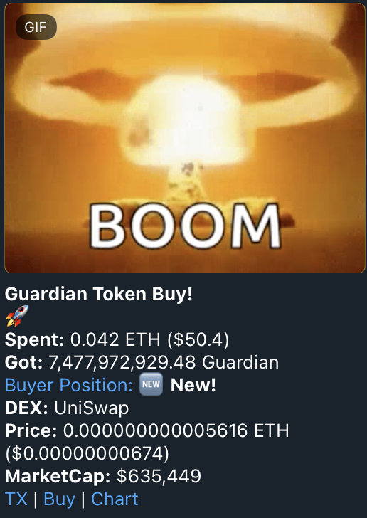 Guardian_Tkn's tweet photo. Both @DeFiantLaunch_ and Guardian tokens have now been purchased for BURNING! Congrats again to DeFiant!π₯π₯ #FlashBurn #GuardianPlatform https://t.co/Yb8Sb5w0tV