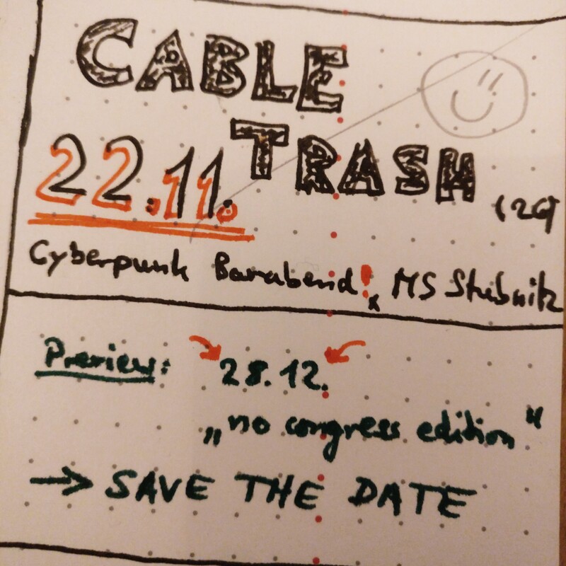 Und falls doch noch wer hier ist...

Naechsten Dienstag mache ich zum 26. Mal die Stubnitz auf fuer den monatlichen Cyberpunk-Barabend. Bringt Eure Modems und Lochstreifengeraete mit! (I am not joking.)

Und was den naechsten Monat angeht... Mittwoch den 28.12. vormerken!