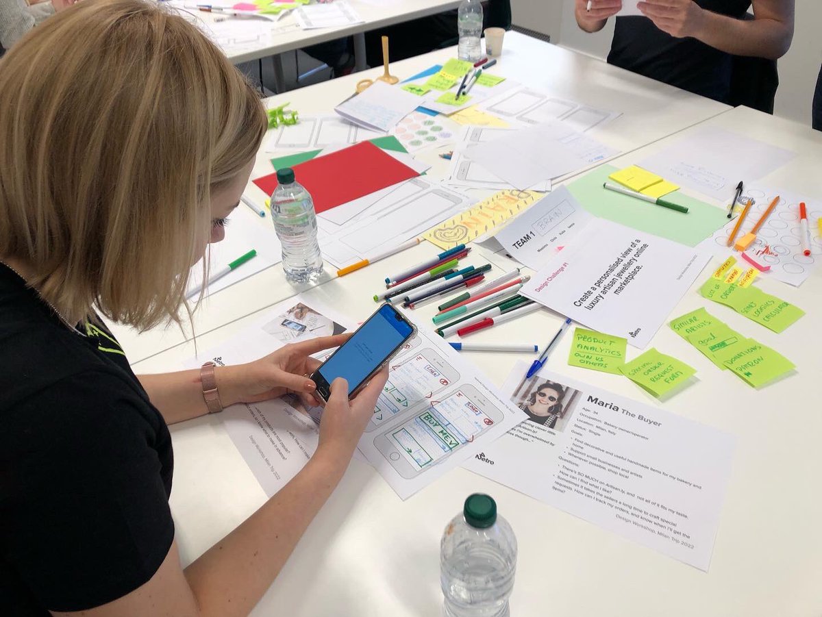 rocioooleon's tweet photo. I had a great time facilitating our @netro42 Design Workshop Milan Trip 2022 #teambuilding activity, Thank you guys 🙌 ! We combined 2 Ideation techniques, Design to the Persona + Parallel Design; 3 Design Challenges. Tools: pen, paper and lo-fi paper prototypes #netro42milan https://t.co/ASX2RvSZcr