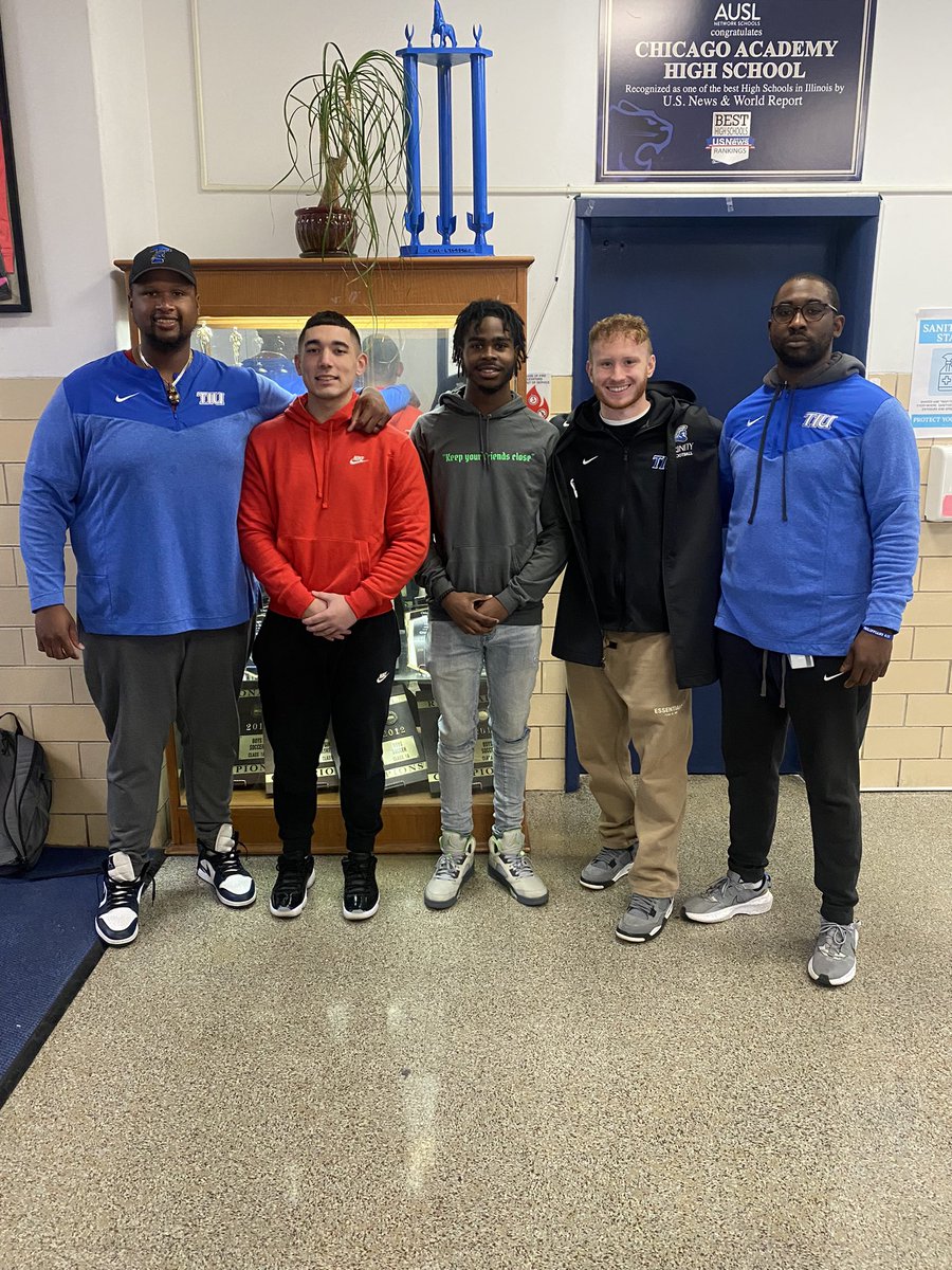 <a href="/CoachDotson_/">Coach Dotson</a>  &amp; <a href="/ChiAcadHS/">Chicago Academy HS</a> Thank you for having <a href="/TIU_Football/">TIU Football</a> today! <a href="/mylifeisjake/">JAKE WILLIAMS</a> @CoachMacQBsTIU #GoTrojans