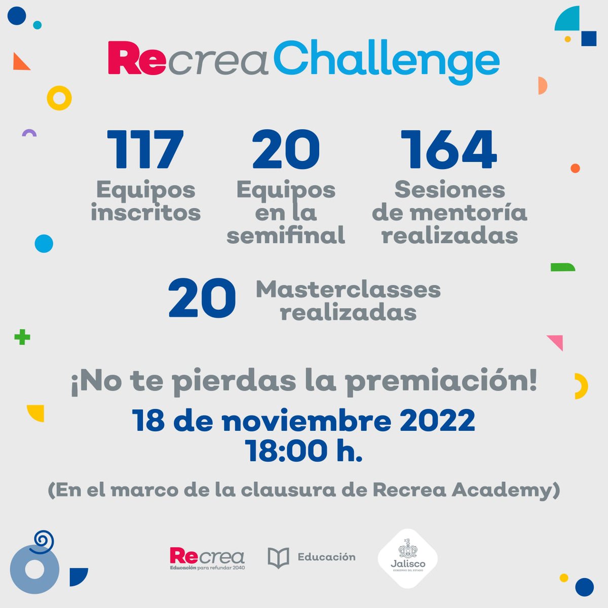 JCFloresMiramon's tweet photo. Hoy, en punto de las 6:00 p.m., tendremos la premiación de #RecreaChallenge, en vivo y en directo desde #RecreaAcademy2022, ¡y no se la pueden perder!
¡Los espero!
https://t.co/TLU0LTjgh6 https://t.co/0rWjxgGTyG