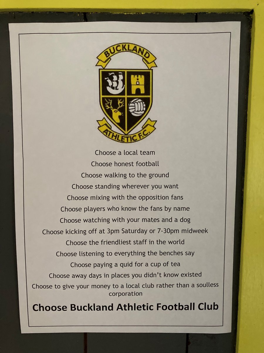Despite what the media tells you, domestic football continues while the World Cup is on. This is a great chance to connect with your local team, like Buckland Athletic ⁦<a href="/OfficalBAFC/">Buckland Athletic</a>⁩