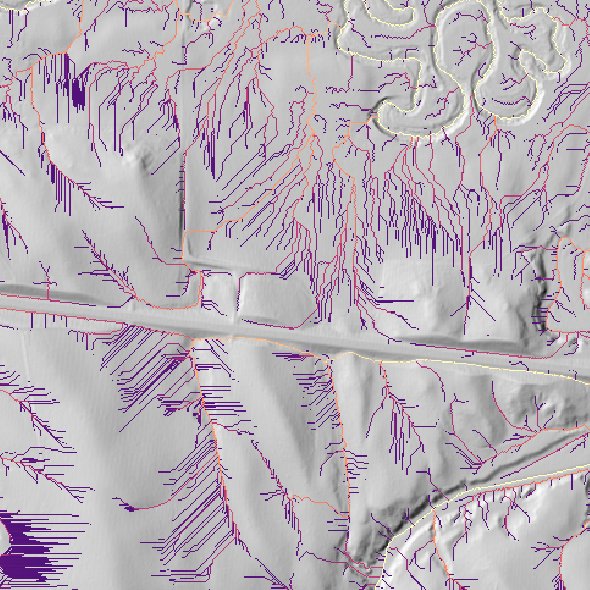 Stream networks as imagined by flow routing algorithms can be pretty wild, especially with lidar (and no knowledge of culverts)