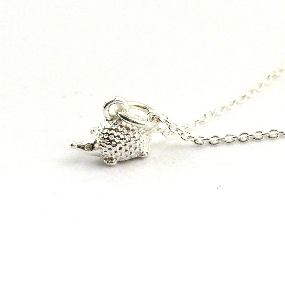 Sterling Silver Hedgehog Charm Necklace,  Nature Necklace, Hedgehog Necklace, Hedgehog Jewellery, Silver Hedgehog Necklace tuppu.net/47cbceca #Etsy #shopindie #northumberland #UKGiftHour #EarlyBiz #HandmadeHour #HedgehogNecklace
