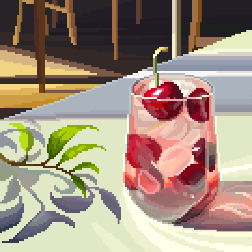 16pxl's tweet photo. pixel art study of a cherry limeade 🍒🍋✨ https://t.co/WhmE6DwOTx