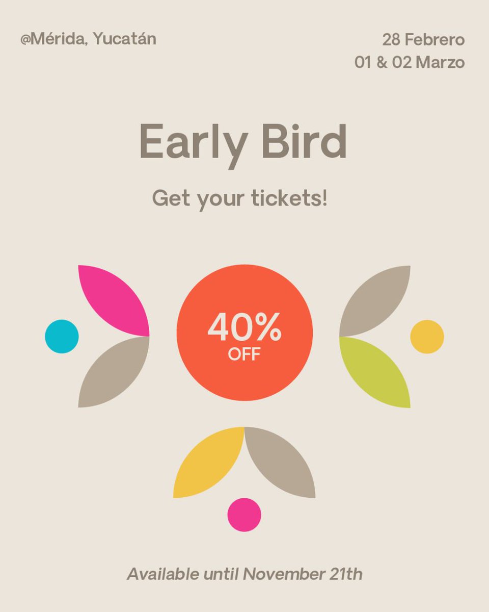 ¡Últimos días de EARLY BIRD! 🔥 Aprovecha el descuento MÁS GRANDE que ofreceremos. Obtén un 40% de descuento con el código: EARLYFLII.

Promo disponible hasta el 21 de noviembre. Get your tickets now👉 flii.org 

#FLII2023 #FLIIRoots #BuildingFuture #FromTheGenesis
