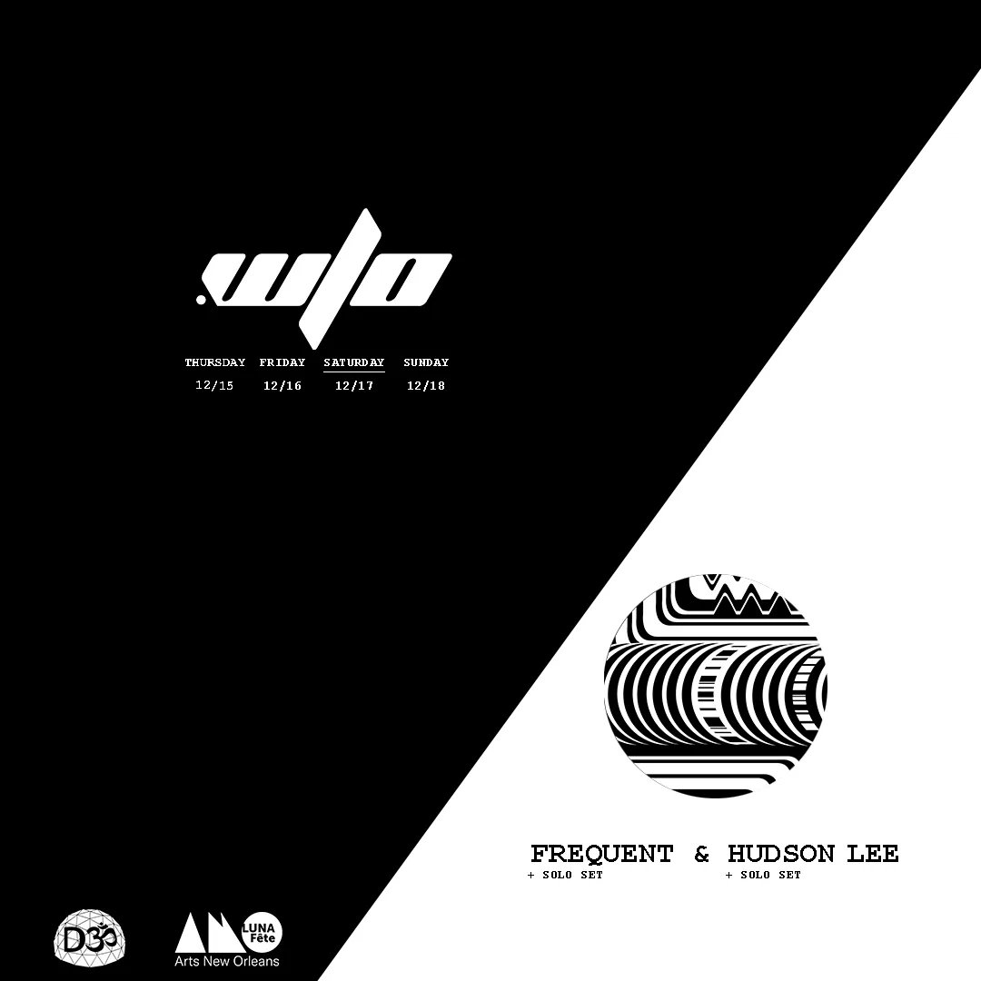 FrequentAudio's tweet image. Back to New Orleans - this time on voids at a massive art installation with @hudsonleemusic

Live art / music, huge projection maps, vendors, performers, everything - all for FREE

Join us Dec 17 at LUNA FETE courtesy of @DohmCollective