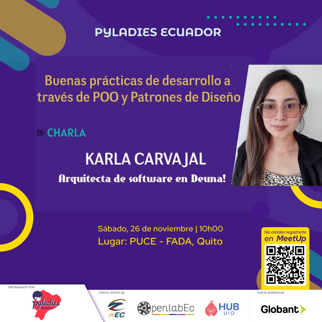 PyladiesEc's tweet image. ¡Seguimos mostrando a nuestras maravillosas speakers! 🤗
📅26 de noviembre desde las 10:00
👥Presencial | PUCE - FADA, Quito
👩💻Vive esta experiencia meetup.com/es/python-ecua…
No olvides registrarte en meetup
📌#python #pypizza #pyday #comunidades #tecnología #womentech
