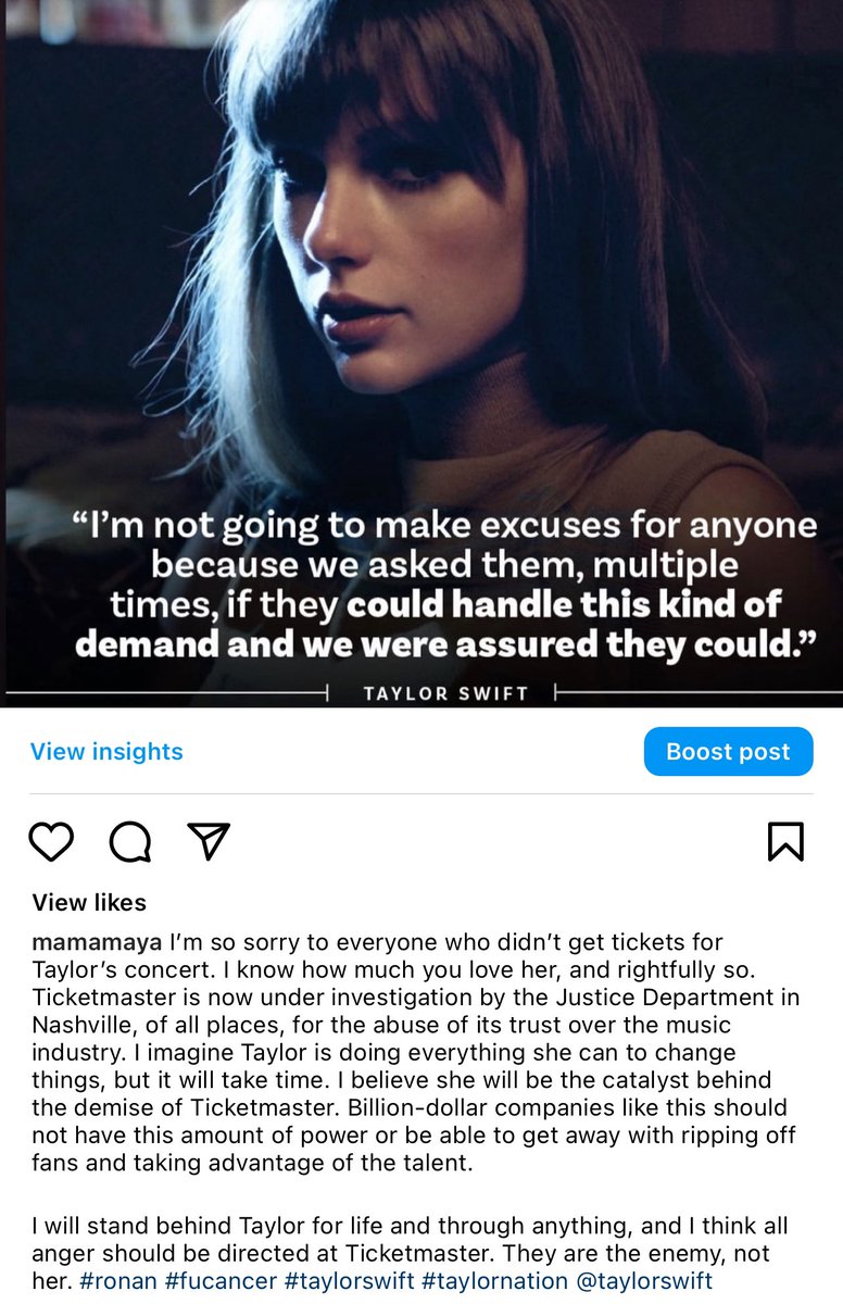 Ticketmaster is the enemy, not @taylorswift13. #WeLoveYouTaylor #TaylorSwiftTheErasTour #taylorswift #TicketmasterIsOverParty
