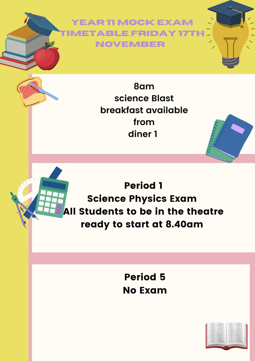 Year 11 shout out! You have worked so hard this week during your ROP's. Week 1 done! Week 2 coming up. This is what's on next week TEAM #letsdothis #makeitcount