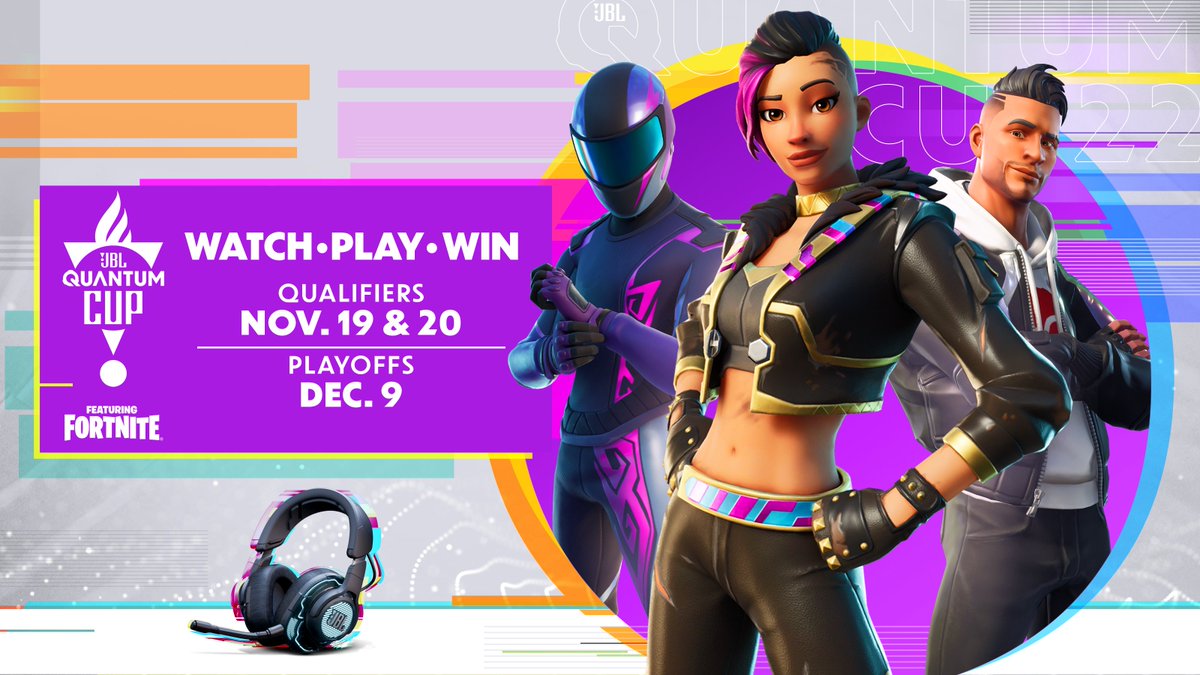 Fortnite will be front and centre for #JBLQuantumCup 2022 and YOU have a chance to play with the best!   Compete in the regional qualifiers and join the epic competition on Dec. 9th!  To register:  