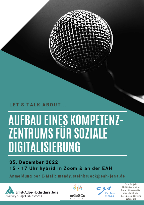 MichaelOpielka's tweet photo. 5. #mGeSCo-Kolloquium: Aufbau eines Kompetenzzentrums für soziale Digitalisierung I 05.12.2022 #EAH #EAHJena @EAHJena Mit Michaela #EversWölk #IZT Berlin @IZT_Zukunft #SozialeDigitalisierung https://t.co/ux7K0GXXHH https://t.co/sRxZt8qUFQ