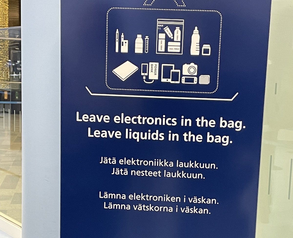 Some wizardry at Helsinki airport. They even let me have a full water bottle. Absolutely flew through security. Pleeeeease all airports get whatever they’ve got! https://t.co/vwPdInQ43Q