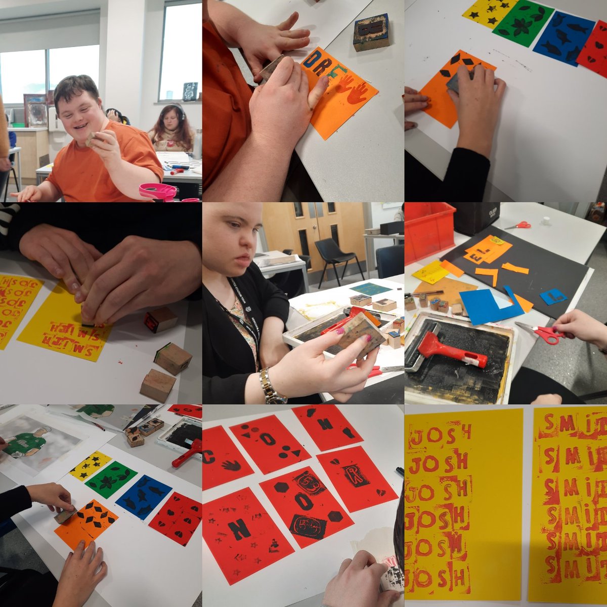 Project Choice concentrating fully on their placement prints...awesome work practising for their Art contribution to the Christmas Market 19th December. <a href="/gatesheadcoll/">Gateshead College</a>
