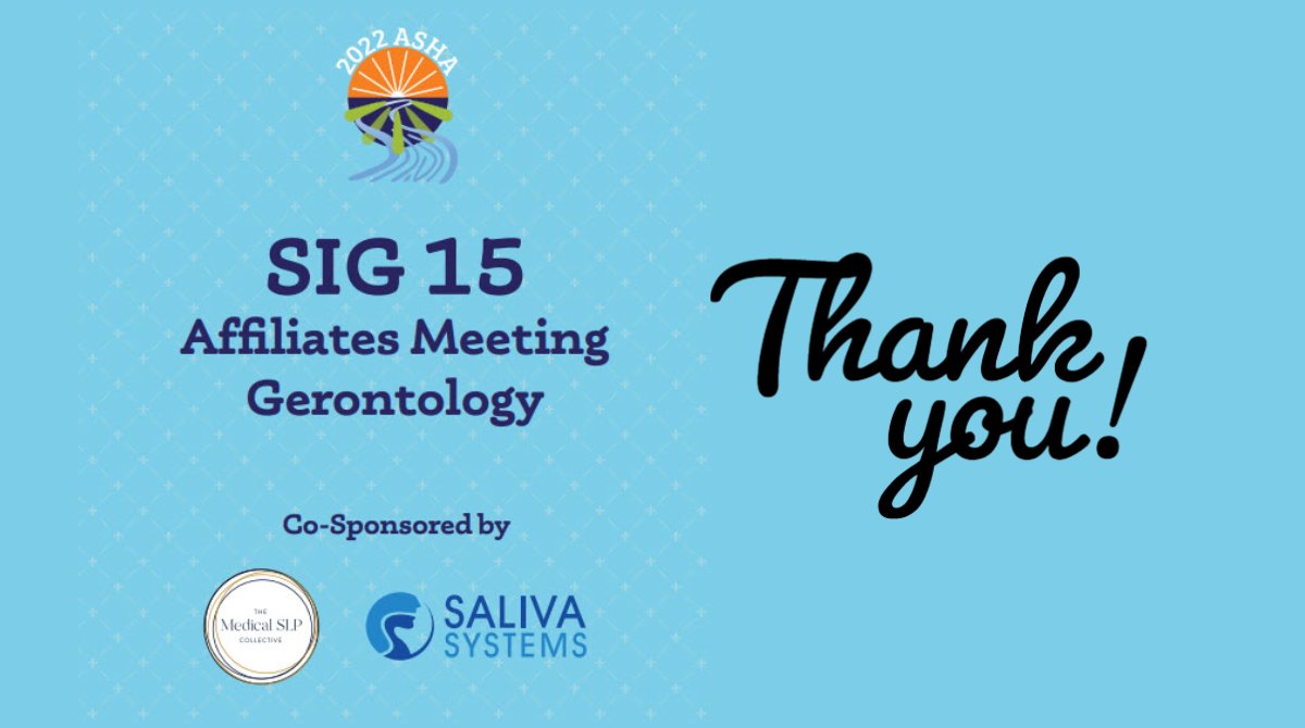 #ASHA22 Would like to give a BIG THANKS to our SIG 15 Co-Sponsors @TRichardSLP booth 1816 and @swik_ss booth 505 be sure to stop by and say thank you! #slpeeps #slp2b #dysphagia #medslp