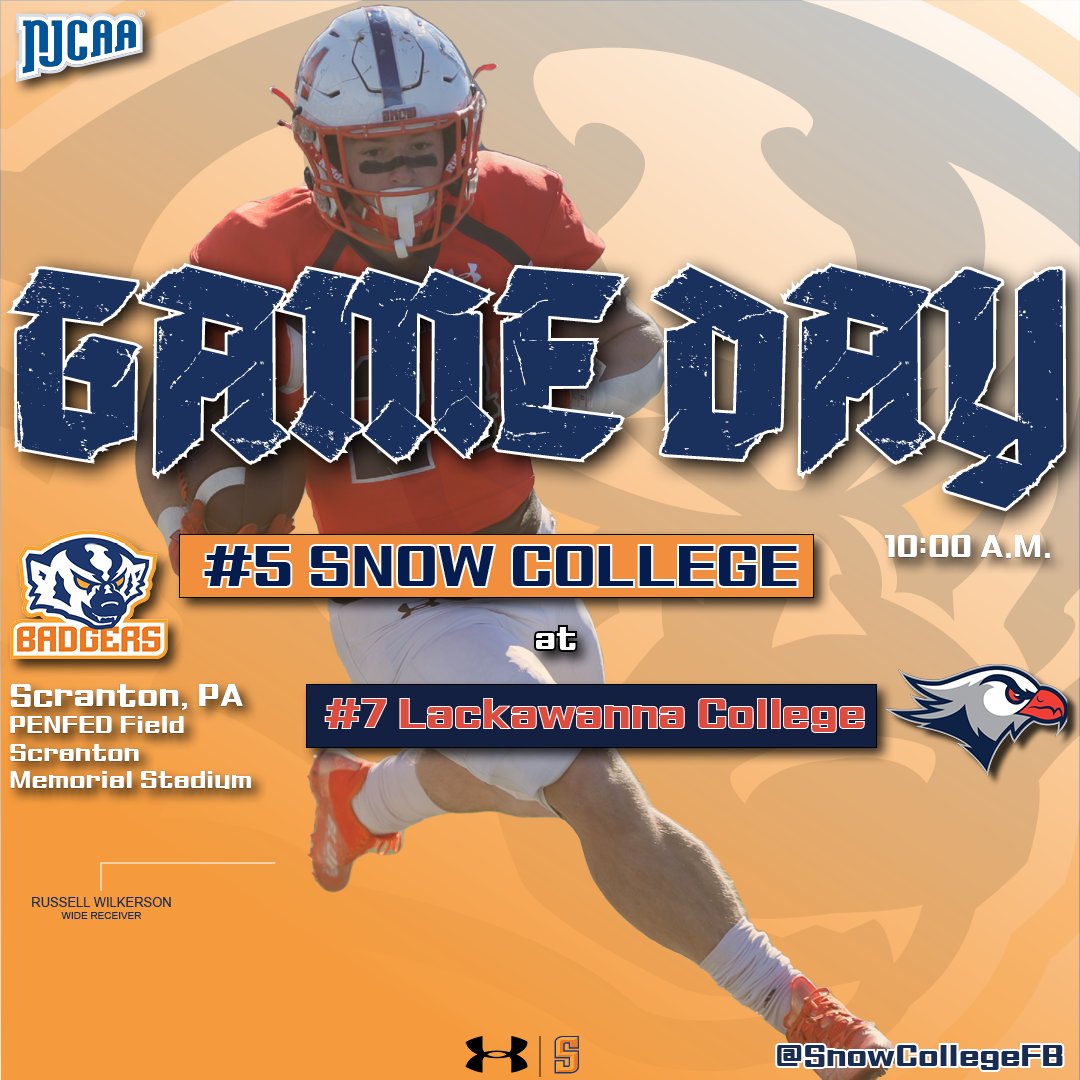 SnowCollegeFB's tweet photo. ππ GAME DAY ππ
Regular Season Finale
π: No. 7 @Falconssports
π: Scranton, PA/PENFED Field at Scranton Memorial Stadium
β°: 12:00 p.m. EST/10:00 a.m. MST
πΊ: https://t.co/7WYraaKZPR
π»: https://t.co/LPvERdFNRP
π: https://t.co/E0icTJYV5S
#SnowCollegeBadgers #SnowFB https://t.co/SzI1hfyFOA