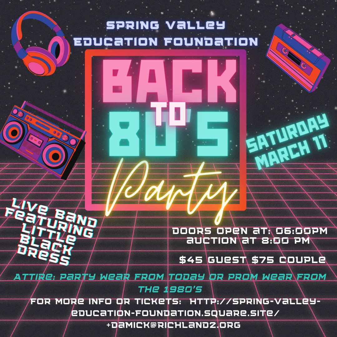 SpringValleyEd's tweet image. Mark your Calendars, this year's Auction will be a party for the ages!